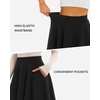 image:imageSTELLE Womens 21 Knee Length Skirts with Pockets Casual Basic Midi Skirt Stretchy High Waisted Skater Flared PleatedBlack