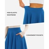 image:imageSTELLE Womens 21 Knee Length Skirts with Pockets Casual Basic Midi Skirt Stretchy High Waisted Skater Flared PleatedElectric Blue