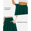 image:imageSTELLE Womens 21 Knee Length Skirts with Pockets Casual Basic Midi Skirt Stretchy High Waisted Skater Flared PleatedGreen