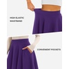 image:imageSTELLE Womens 21 Knee Length Skirts with Pockets Casual Basic Midi Skirt Stretchy High Waisted Skater Flared PleatedPurple