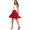 image:imageSTELLE Womens 21 Knee Length Skirts with Pockets Casual Basic Midi Skirt Stretchy High Waisted Skater Flared PleatedRed