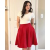 image:imageSTELLE Womens 21 Knee Length Skirts with Pockets Casual Basic Midi Skirt Stretchy High Waisted Skater Flared PleatedRed
