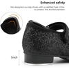 image:imageStelle Tap Shoes for Girls Toddler PU Leather NonSlip Dance Shoes for ToddlerLittle KidBig KidBlack Giltter