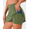 image:imageStelle Tennis Skirts for Women Athletic Skirt with Shorts Golf Skort Pocket High Waisted Skorts Workout PickleballArmy Green