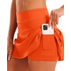 image:imageStelle Women Tennis Skirt Golf Skorts Athletic High Waisted with Pockets Inner Shorts Sport Workout Pleated PickleballOrange