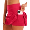 image:imageStelle Women Tennis Skirt Golf Skorts Athletic High Waisted with Pockets Inner Shorts Sport Workout Pleated PickleballRaspberry