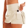 image:imageStelle Women Tennis Skirt Golf Skorts Athletic High Waisted with Pockets Inner Shorts Sport Workout Pleated PickleballWhite Beige