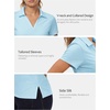 image:imageStelle Womens Golf Polo Shirts Short Sleeve V Neck Collared Tops Quick Dry Golf Tennis Work Casual Summer TeeLight Blue