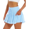 image:imageStelle Womens High Waist Athletic Skorts with Shorts Pockets Ruffle Hem Flowy Skirts Mini Tiered Short Skirt Casual SummerLight Blue