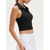 image:imageStelle Womens Sleeveless Golf Polo Shirt UPF50 V Neck Collared Tennis Quick Dry Athletic Workout Cropped Tank TopBlack