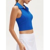 image:imageStelle Womens Sleeveless Golf Polo Shirt UPF50 V Neck Collared Tennis Quick Dry Athletic Workout Cropped Tank TopSapphire