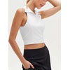image:imageStelle Womens Sleeveless Golf Polo Shirt UPF50 V Neck Collared Tennis Quick Dry Athletic Workout Cropped Tank TopWhite
