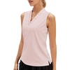 image:imageStelle Womens Wrinkle Resist Golf Shirts UPF 50 Sleeveless Ruffle VNeck Tank Top Tennis Athletic Workout TopBallet Pink