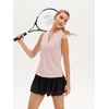 image:imageStelle Womens Wrinkle Resist Golf Shirts UPF 50 Sleeveless Ruffle VNeck Tank Top Tennis Athletic Workout TopBallet Pink