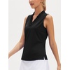 image:imageStelle Womens Wrinkle Resist Golf Shirts UPF 50 Sleeveless Ruffle VNeck Tank Top Tennis Athletic Workout TopBlack