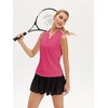 image:imageStelle Womens Wrinkle Resist Golf Shirts UPF 50 Sleeveless Ruffle VNeck Tank Top Tennis Athletic Workout TopDreamhouse Pink