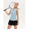 image:imageStelle Womens Wrinkle Resist Golf Shirts UPF 50 Sleeveless Ruffle VNeck Tank Top Tennis Athletic Workout TopLight Blue