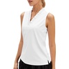 image:imageStelle Womens Wrinkle Resist Golf Shirts UPF 50 Sleeveless Ruffle VNeck Tank Top Tennis Athletic Workout TopWhite