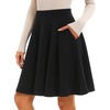 image:imageSTELLE Womens 21 Knee Length Skirts with Pockets Casual Basic Midi Skirt Stretchy High Waisted Skater Flared PleatedBlack