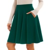 image:imageSTELLE Womens 21 Knee Length Skirts with Pockets Casual Basic Midi Skirt Stretchy High Waisted Skater Flared PleatedGreen