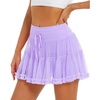 image:imageStelle Womens High Waist Athletic Skorts with Shorts Pockets Ruffle Hem Flowy Skirts Mini Tiered Short Skirt Casual SummerLilac