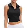 image:imageStelle Womens Sleeveless Golf Polo Shirt UPF50 V Neck Collared Tennis Quick Dry Athletic Workout Cropped Tank TopBlack
