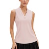 image:imageStelle Womens Wrinkle Resist Golf Shirts UPF 50 Sleeveless Ruffle VNeck Tank Top Tennis Athletic Workout TopBallet Pink
