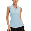 image:imageStelle Womens Wrinkle Resist Golf Shirts UPF 50 Sleeveless Ruffle VNeck Tank Top Tennis Athletic Workout TopLight Blue