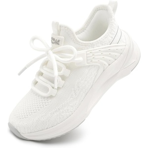 image:imageStelle Girls Tennis Shoes Slipon Kids Sneakers Lightweight Running Shoe Boys Walking Athletic Flats for LittleBig KidsWhite