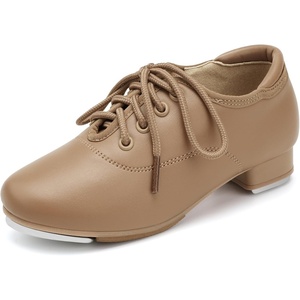 image:imageStelle Tap Shoes for Girls Boys Lace Up PU Leather Dance Shoes for Little KidBig KidTan