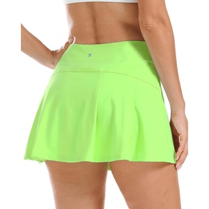 image:imageStelle Women Tennis Skirt Golf Skorts Athletic High Waisted with Pockets Inner Shorts Sport Workout Pleated PickleballLime Green
