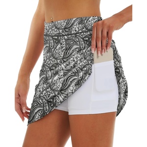 image:imageStelle Womens Athletic Skorts 17 Golf Skirts Inner Shorts Tennis Skort with 2 Pockets Running Sports Pickleball SkirtBlack Paisley Print