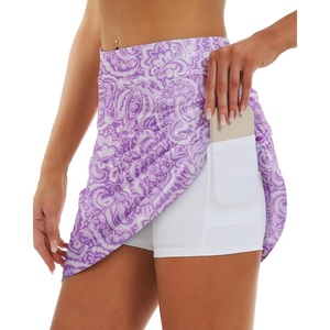 image:imageStelle Womens Athletic Skorts 17 Golf Skirts Inner Shorts Tennis Skort with 2 Pockets Running Sports Pickleball SkirtLilac Paisley Print