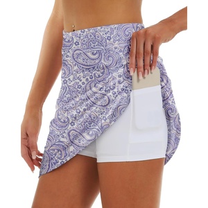 image:imageStelle Womens Athletic Skorts 17 Golf Skirts Inner Shorts Tennis Skort with 2 Pockets Running Sports Pickleball SkirtPorcelain Paisley Print