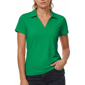 image:imageStelle Womens Golf Polo Shirts Short Sleeve V Neck Collared Tops Quick Dry Golf Tennis Work Casual Summer TeeKelly Green