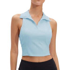 image:imageStelle Womens Sleeveless Golf Polo Shirt UPF50 V Neck Collared Tennis Quick Dry Athletic Workout Cropped Tank TopLight Blue