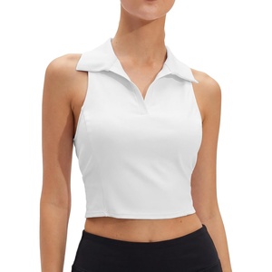 image:imageStelle Womens Sleeveless Golf Polo Shirt UPF50 V Neck Collared Tennis Quick Dry Athletic Workout Cropped Tank TopWhite