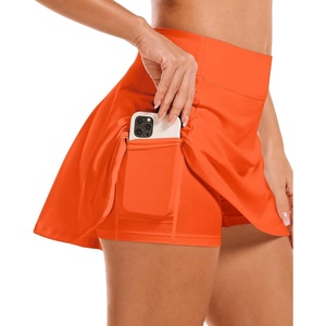 image:imageStelle Womens Tennis Golf Skirts High Waisted with Pockets Inner Shorts for Athletic Skorts Sports Running PickleballOrange
