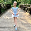 image:imageStelle Ballerina Shoes for Girls Satin Ballet Shoes Ribbons Elastic Straps  Ballet shoes for girls Ballerina slippers Soft satin upper Comfortable lining Suede leather split sole Ballet trainingPale Blueno Ribbon