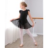 image:imageStelle Ballet Leotards for Girls Dance Leotard with Skirt Toddler Pink Ballet Outfit Ruffle Sleeve Kids Dance Dress2black