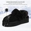 image:imageStelle Genuine Suede Platform Slippers for Women Removable Backstrap Memory Foam Indoor Outdoor WaterResistantBlack