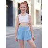 image:imageStelle Girls Athletic Shorts Flowy Running 2 in 1 Butterfly Short with Pockets Soccer Tennis for TeenSky Blue