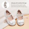 image:imageStelle Girls Dress Shoes Toddler Mary Jane Shoes Flat with Bow for ToddlerLittle KidsLight Silver