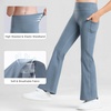 image:imageStelle Girls Flare Leggings with Pockets High Waisted Bootcut Yoga Pants Kids Dance Bell Bottoms LeggingsGrey Blue
