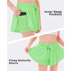 image:imageStelle Girls Flowy Shorts with Pockets Athletic Running Skirt High Waist Butterfly 2 in 1 Sports Short 516 YearsNeon Green
