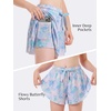 image:imageStelle Girls Flowy Shorts with Pockets Athletic Running Skirt High Waist Butterfly 2 in 1 Sports Short 516 YearsWatercolor Bloom