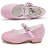 image:imageStelle Girls Mary Jane Dress Shoes Low Heel Glitter Patent Bow Kids Party Wedding Flower Girl School ShoesToddlerLittleBig KidGlitter Mary Janefuchsia