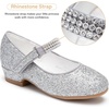 image:imageStelle Girls Mary Jane Dress Shoes Low Heel Glitter Patent Bow Kids Party Wedding Flower Girl School ShoesToddlerLittleBig KidGlitter Mary Janesilver