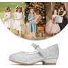 image:imageStelle Girls Mary Jane Dress Shoes Low Heel Glitter Patent Bow Kids Party Wedding Flower Girl School ShoesToddlerLittleBig KidGlitter Mary Janesilver