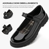 image:imageStelle Girls Mary Jane Shoes School Uniform Flats Dress Shoes Detachable Bow Chunky Formal for LittleBig KidsPublack Pat